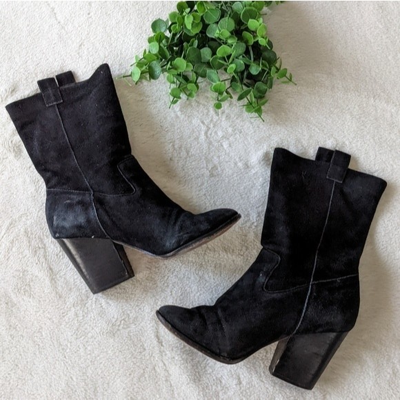 Cole Haan Black Suede Booties Size 9.5 - Picture 2 of 8